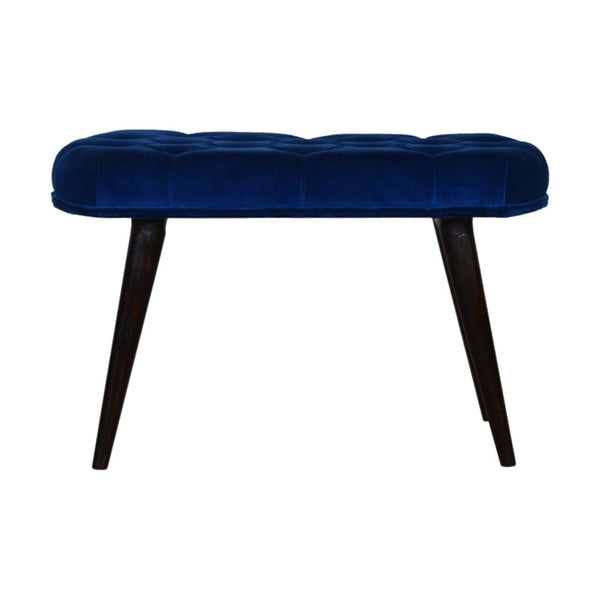 Royal Blue Cotton Velvet Deep Button Bench-TrendGoat