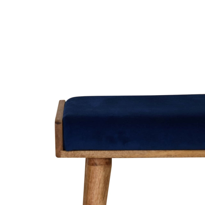 Royal Blue Velvet Tray Style Footstool-TrendGoat