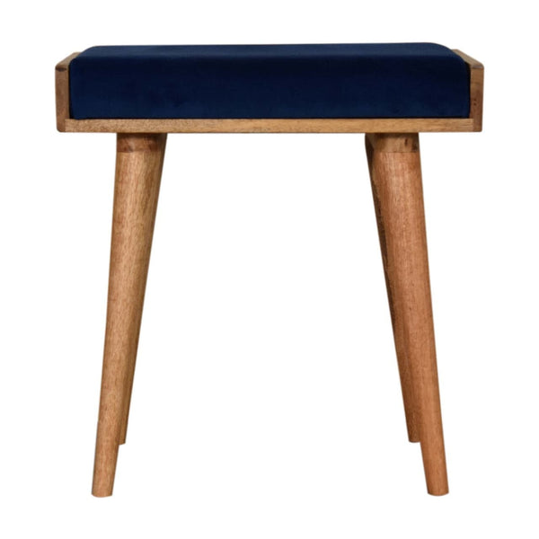 Royal Blue Velvet Tray Style Footstool-TrendGoat