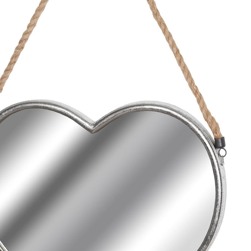 Set Of Two Heart Mirrors With Rope Detail-TrendGoat