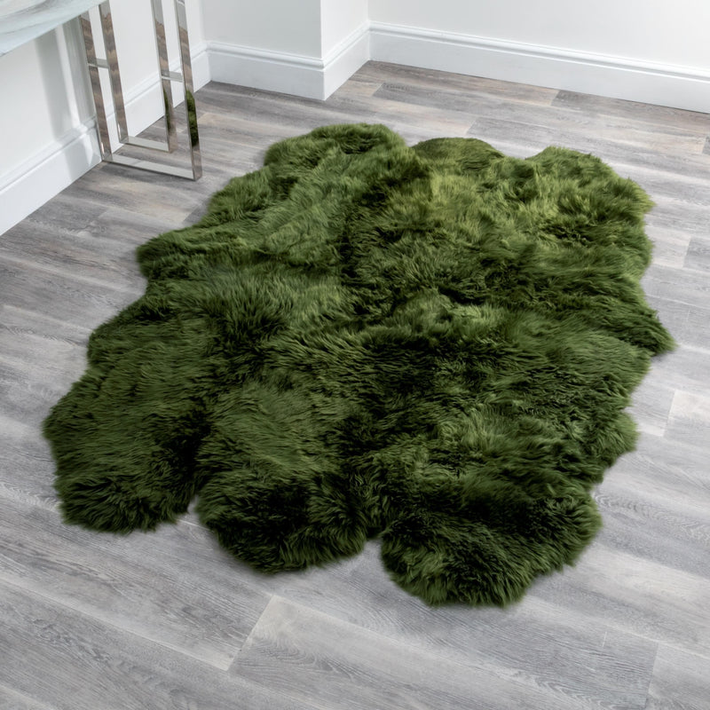 Sextuple Olive Green Sheepskin Rug-TrendGoat