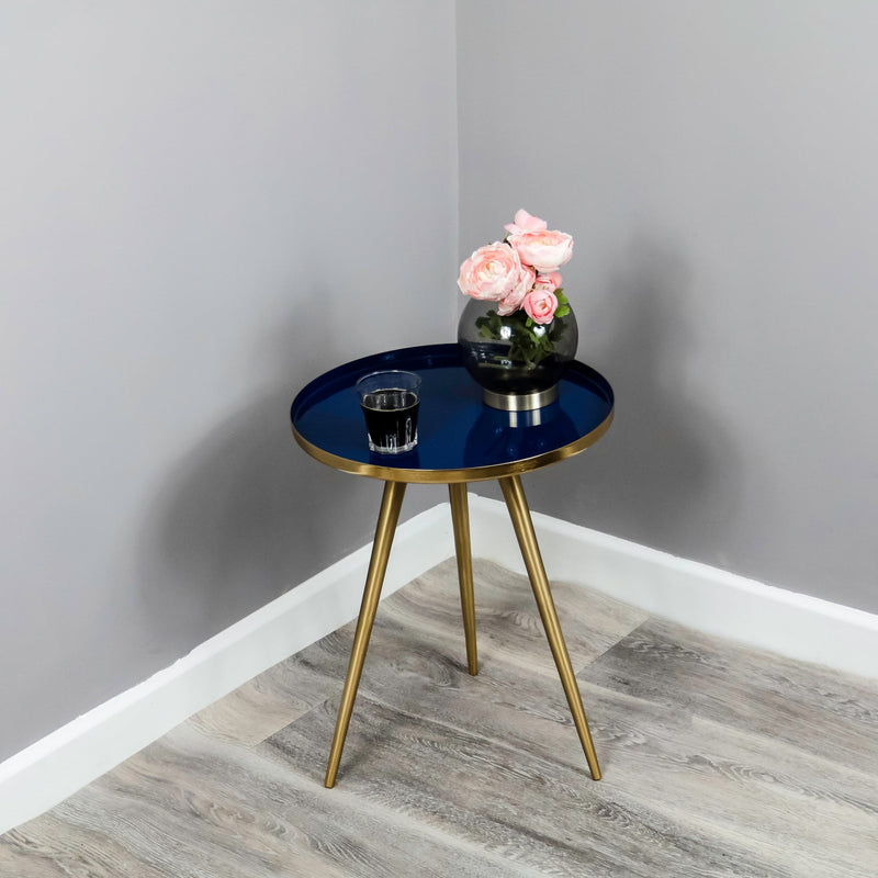 Side Table Blue Enamel Tray-TrendGoat