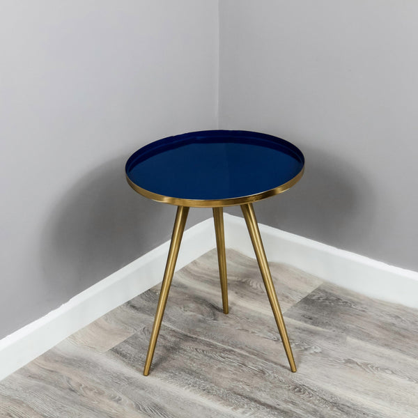 Side Table Blue Enamel Tray-TrendGoat