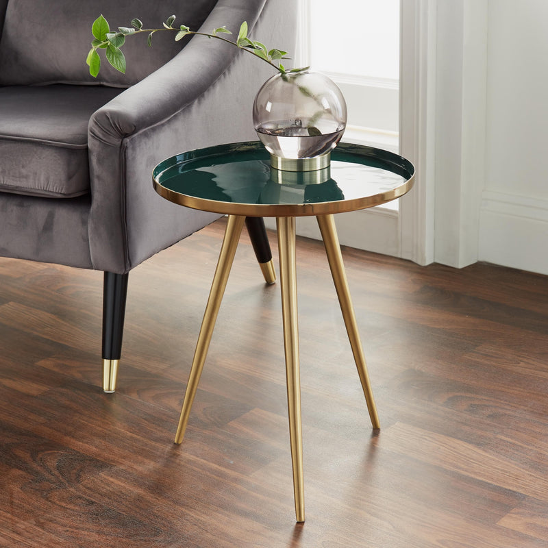 Side Table Green Enamel Tray-TrendGoat