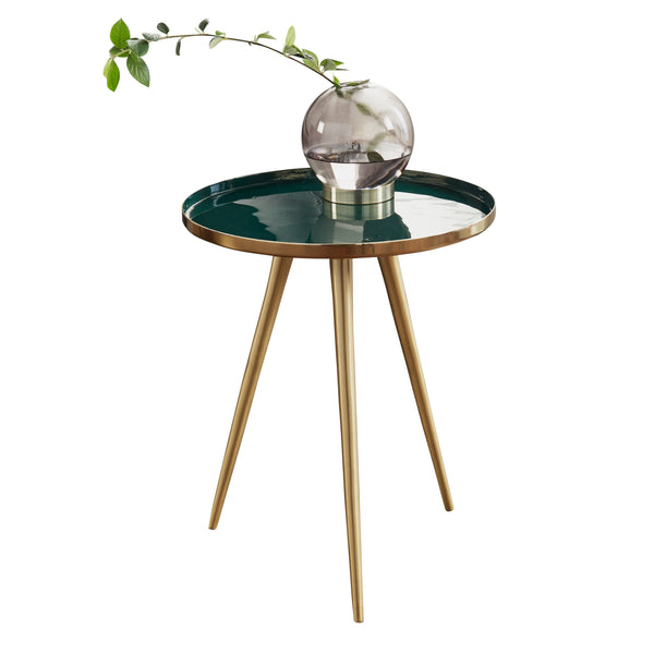 Side Table Green Enamel Tray-TrendGoat