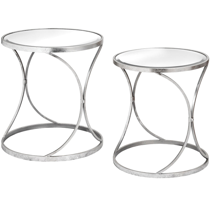 Silver Curved Design Set Of 2 Side Tables-TrendGoat