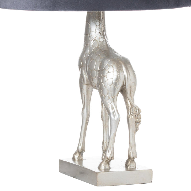 Silver Giraffe Table Lamp With Grey Velvet Shade-TrendGoat