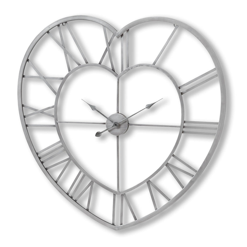 Silver Heart Skeleton Wall Clock-TrendGoat