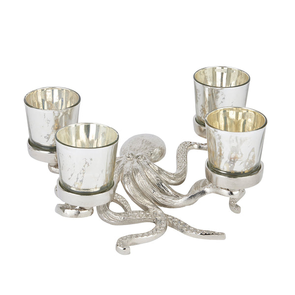 Silver Octopus Four Tealight Holder-TrendGoat