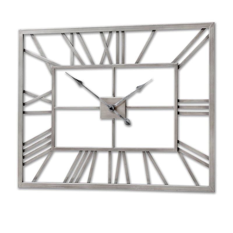 Silver Rectangular Skeleton Wall Clock-TrendGoat