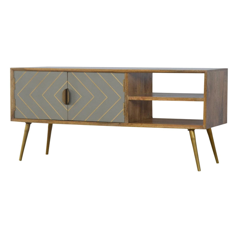 Sleek Cement Brass Inlay Media Unit-TrendGoat