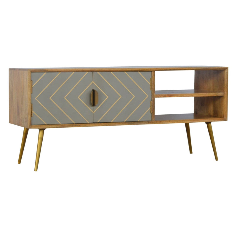 Sleek Cement Brass Inlay Media Unit-TrendGoat