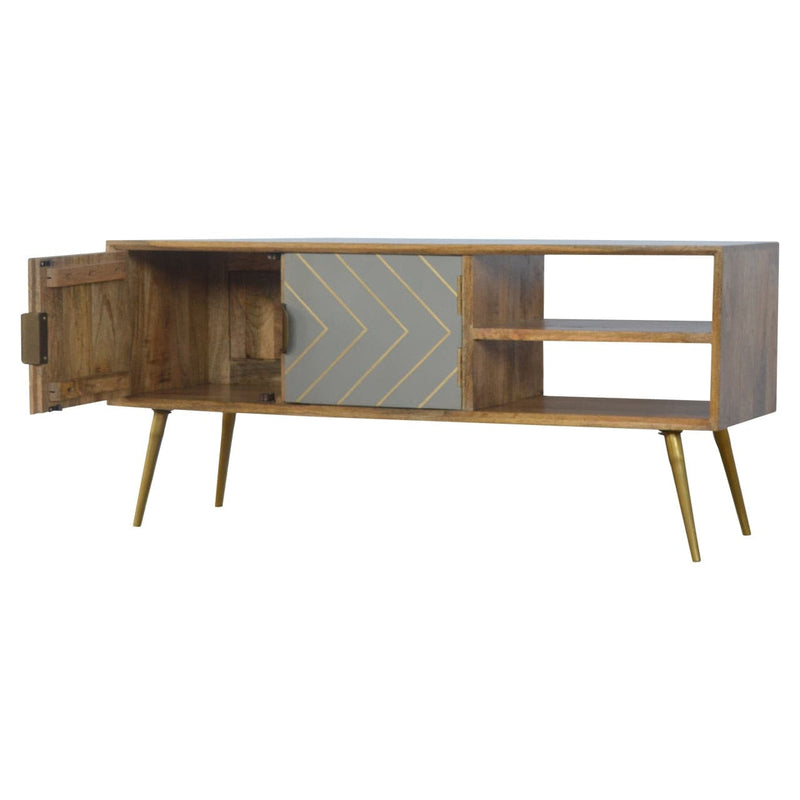 Sleek Cement Brass Inlay Media Unit-TrendGoat