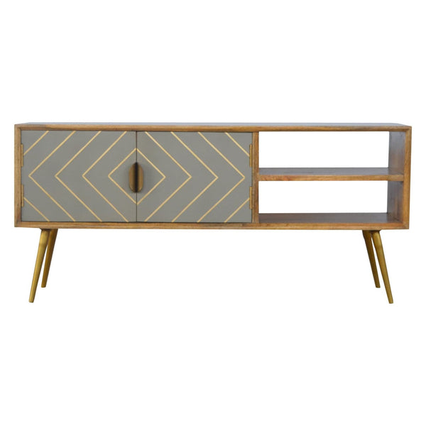 Sleek Cement Brass Inlay Media Unit-TrendGoat