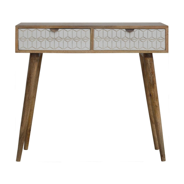 Sleek White Carved Console Table-TrendGoat