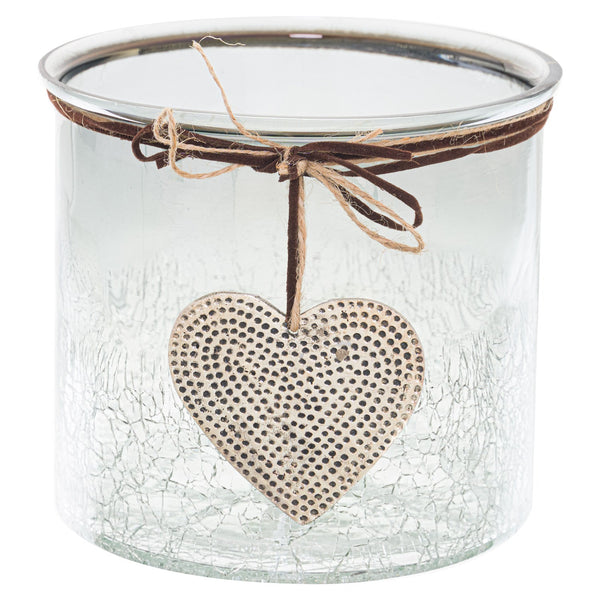 Smoked Midnight Crackled Heart Large Candle Holder-TrendGoat