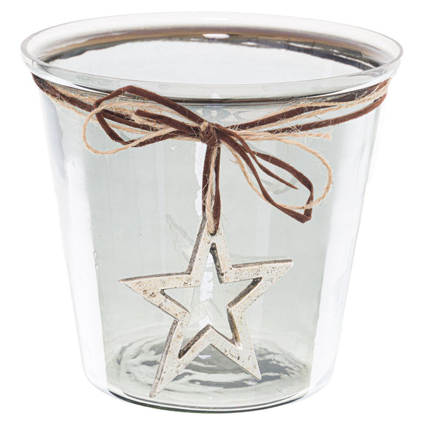 Smoked Midnight Hammered Star Large Candle Holder-TrendGoat