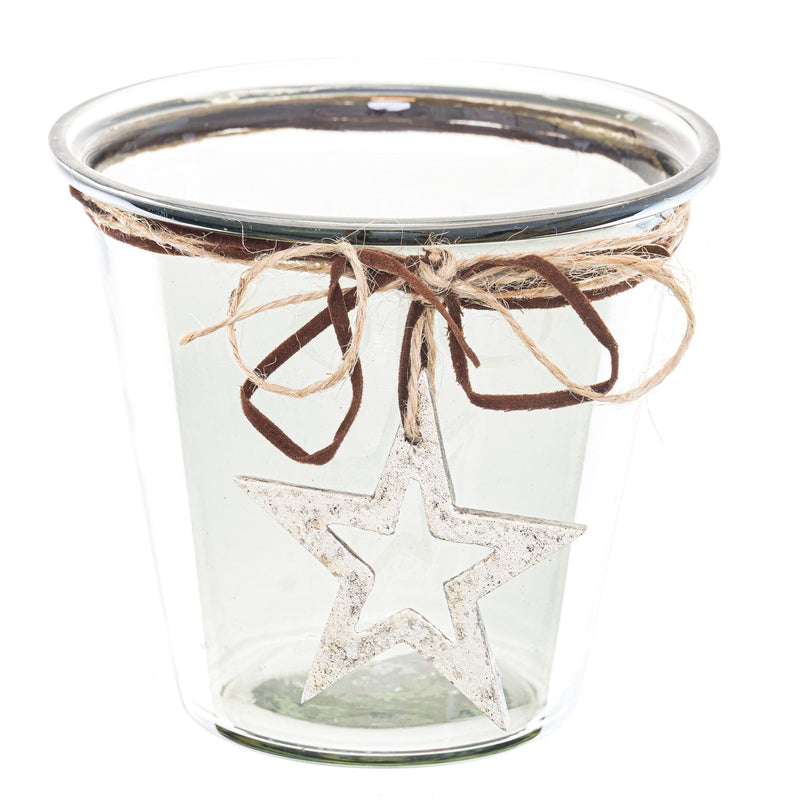 Smoked Midnight Hammered Star Medium Candle Holder-TrendGoat