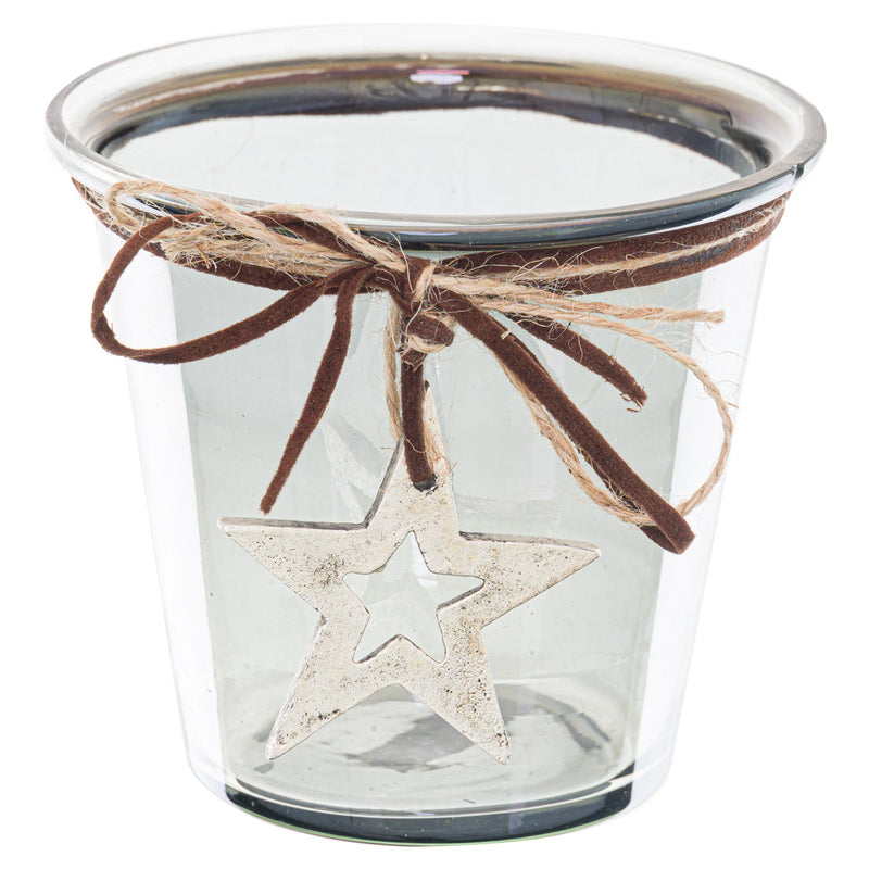 Smoked Midnight Hammered Star Small Candle Holder-TrendGoat