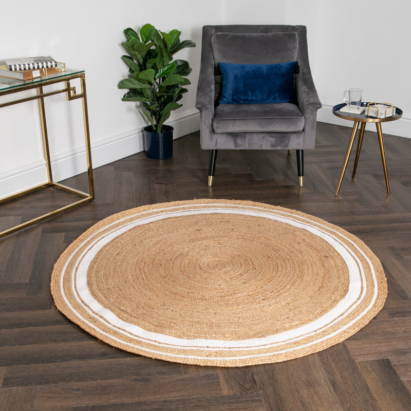 Striped Round Jute Rug (2 sizes)-TrendGoat