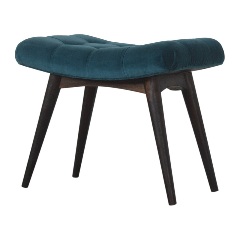 Teal Cotton Velvet Curved Bench-TrendGoat