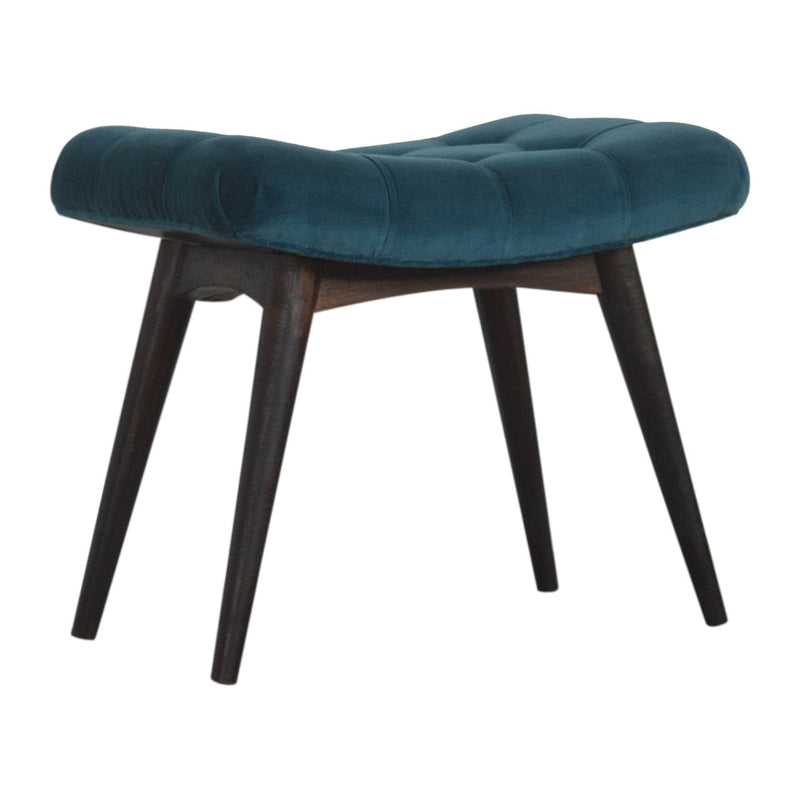 Teal Cotton Velvet Curved Bench-TrendGoat