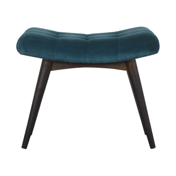 Teal Cotton Velvet Curved Bench-TrendGoat