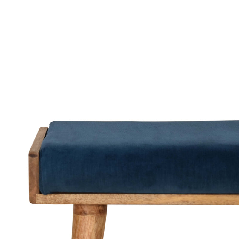 Teal Velvet Tray Style Footstool-TrendGoat