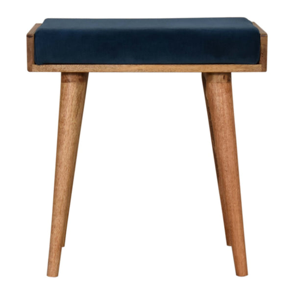 Teal Velvet Tray Style Footstool-TrendGoat