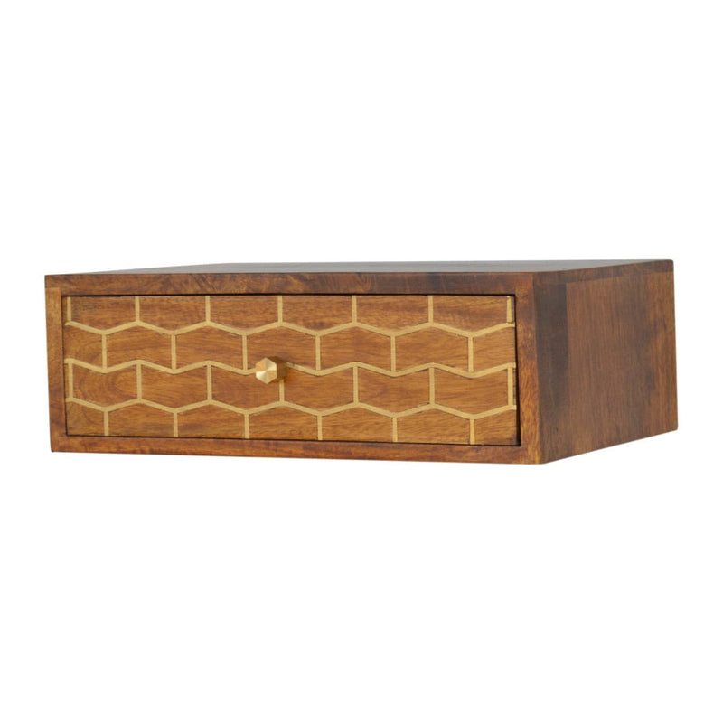 Wall Mounted Gold Art Pattern Chestnut Bedside-TrendGoat