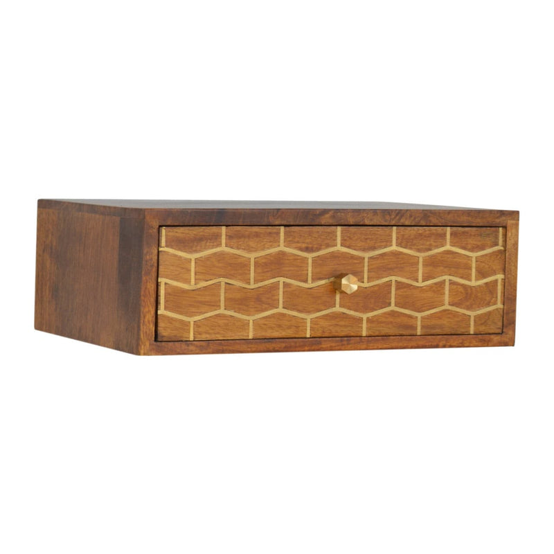 Wall Mounted Gold Art Pattern Chestnut Bedside-TrendGoat