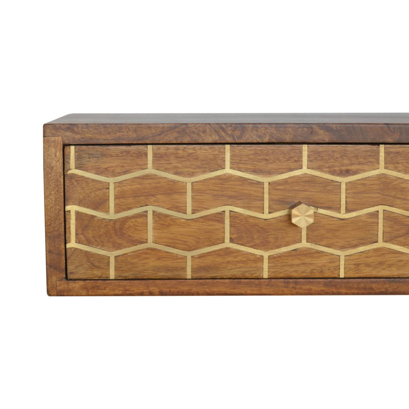 Wall Mounted Gold Art Pattern Chestnut Bedside-TrendGoat