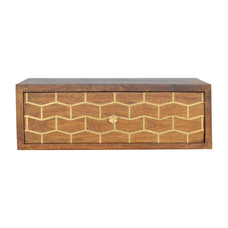 Wall Mounted Gold Art Pattern Chestnut Bedside-TrendGoat