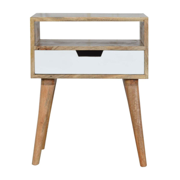 White Painted Drawer Bedside Table-TrendGoat