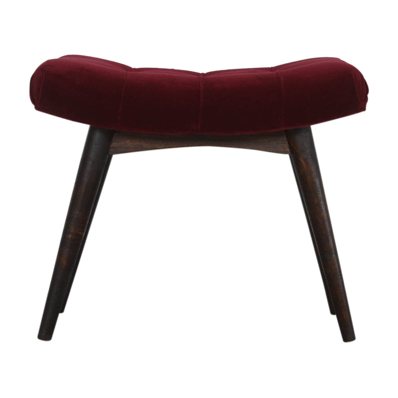 Wine Red Cotton Velvet Curved Bench-TrendGoat