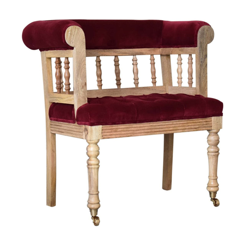 Wine Red Mini Deep Button Hallway Chair-TrendGoat