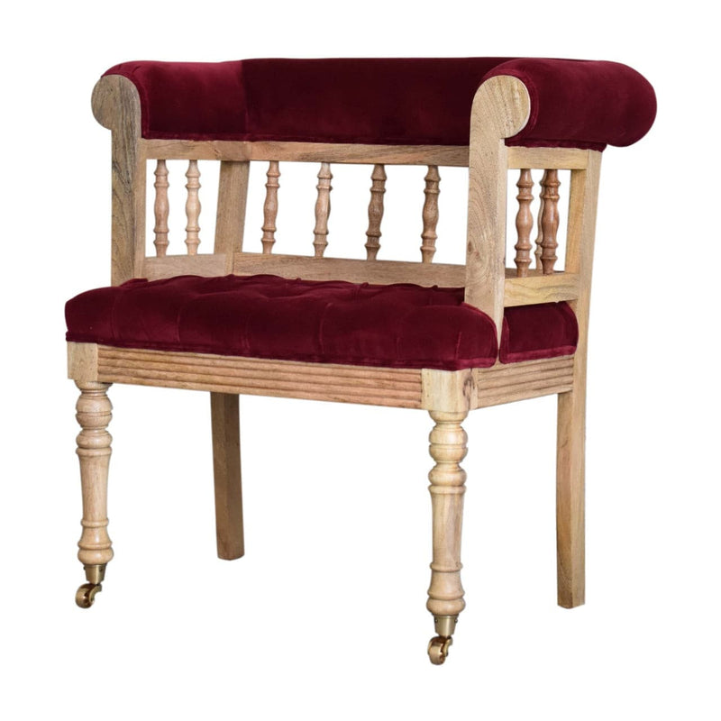 Wine Red Mini Deep Button Hallway Chair-TrendGoat