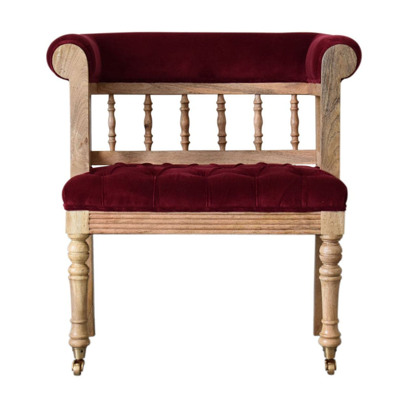 Wine Red Mini Deep Button Hallway Chair-TrendGoat