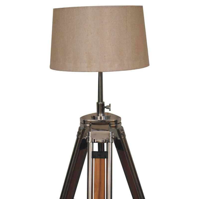 Wooden and Chrome Tripod Lamp-TrendGoat