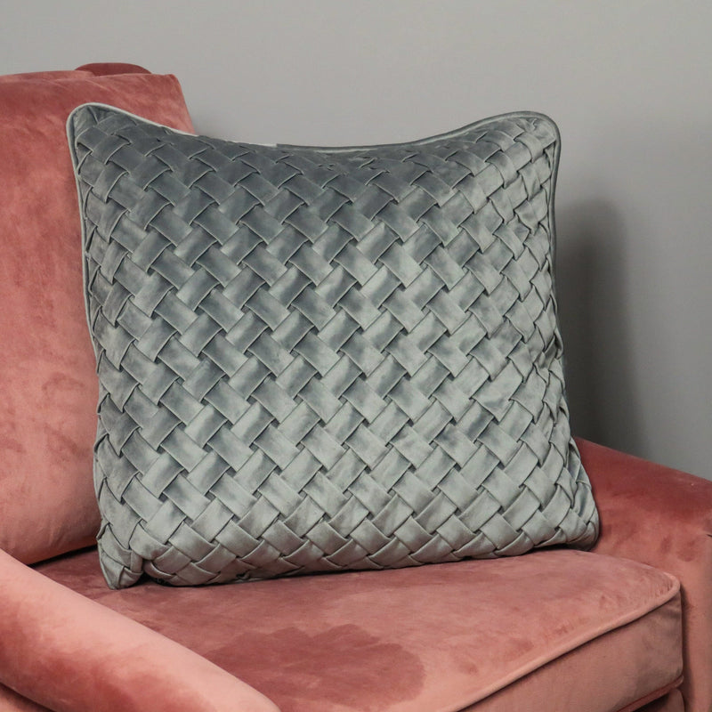 Woven Grey Velvet Cushion Cover-TrendGoat