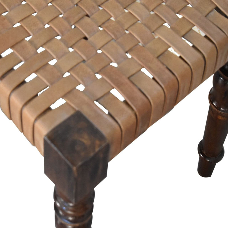 Woven Leather Footstool-TrendGoat